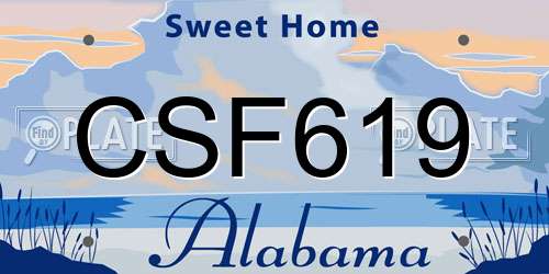 CSF619 Alabama License Plate