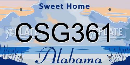 CSG361 Alabama License Plate