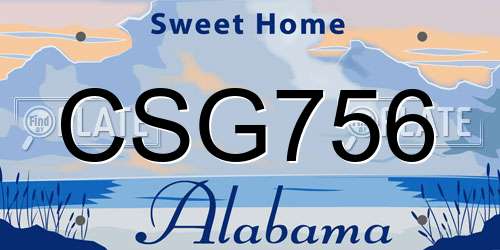 CSG756 Alabama License Plate