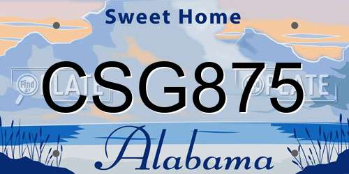 CSG875 Alabama License Plate