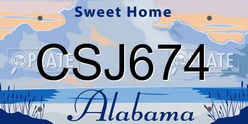 CSJ674 Alabama License Plate