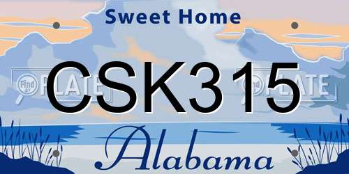 CSK315 Alabama License Plate