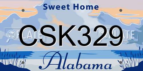 CSK329 Alabama License Plate