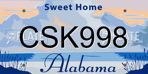 CSK998 Alabama License Plate