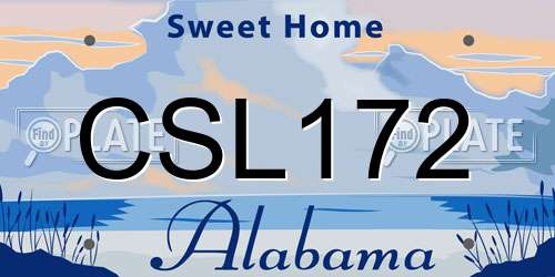 CSL172 Alabama License Plate
