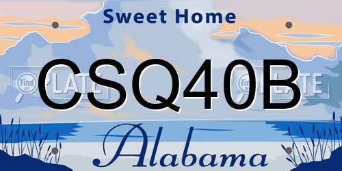 CSQ40B Alabama License Plate