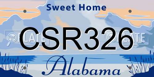 CSR326 Alabama License Plate