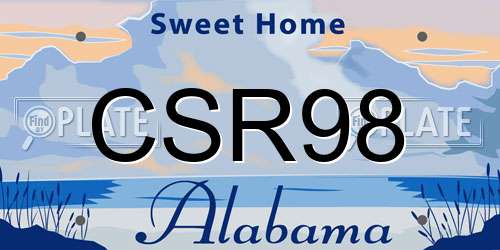 CSR98 Alabama License Plate