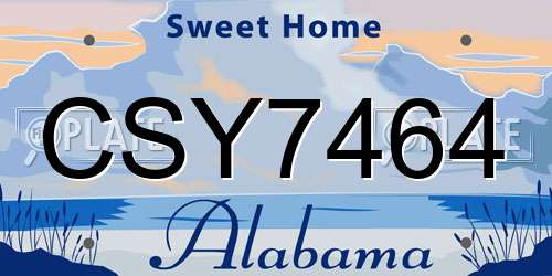 CSY7464 Alabama License Plate