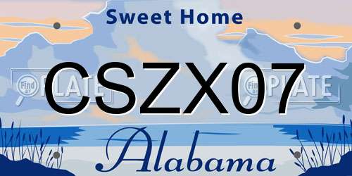 CSZX07 Alabama License Plate