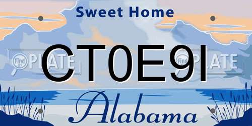 CT0E9I Alabama License Plate