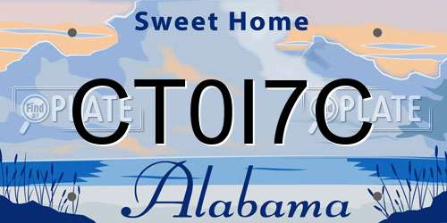 CT0I7C Alabama License Plate