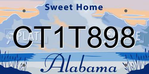 CT1T898 Alabama License Plate