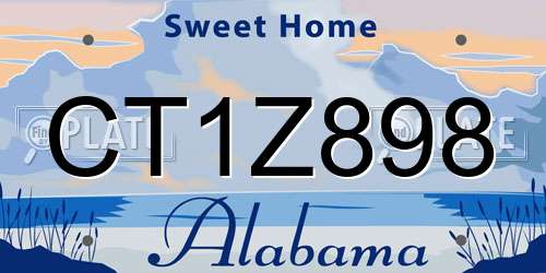 CT1Z898 Alabama License Plate