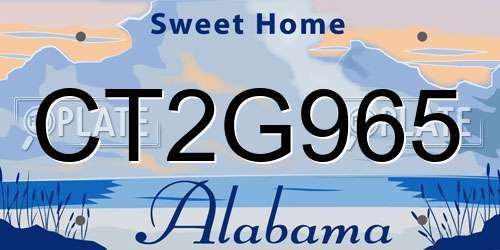 CT2G965 Alabama License Plate