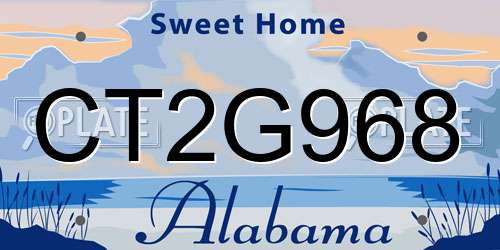 CT2G968 Alabama License Plate