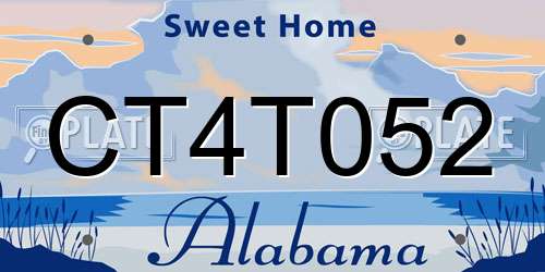 CT4T052 Alabama License Plate