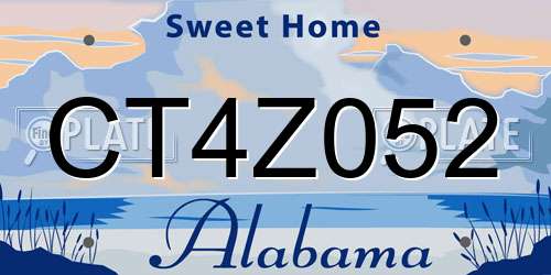 CT4Z052 Alabama License Plate