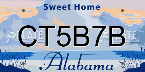 CT5B7B Alabama License Plate