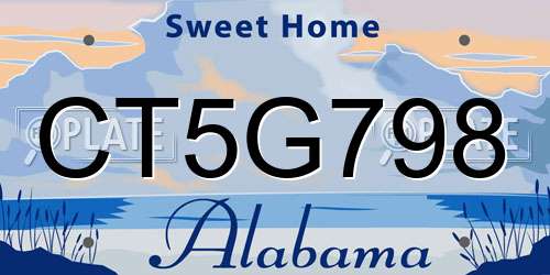CT5G798 Alabama License Plate
