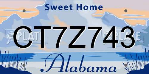CT7Z743 Alabama License Plate