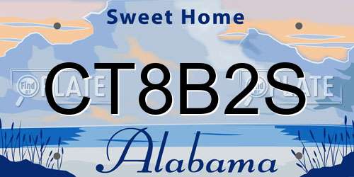 CT8B2S Alabama License Plate