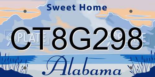 CT8G298 Alabama License Plate