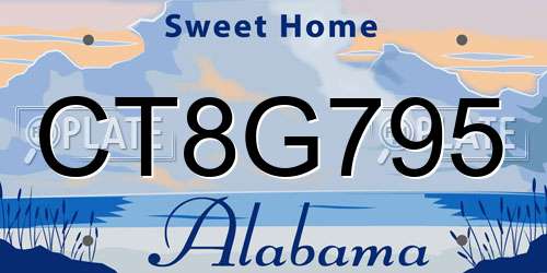 CT8G795 Alabama License Plate