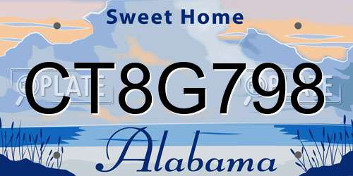 CT8G798 Alabama License Plate