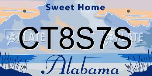 CT8S7S Alabama License Plate