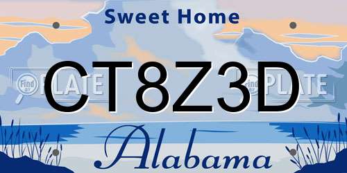 CT8Z3D Alabama License Plate