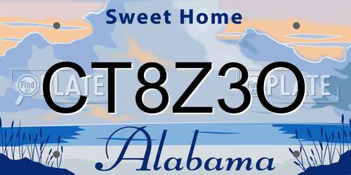 CT8Z3O Alabama License Plate