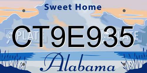 CT9E935 Alabama License Plate