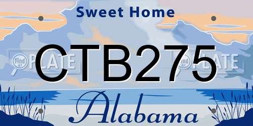 CTB275 Alabama License Plate