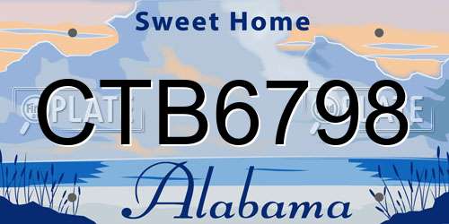 CTB6798 Alabama License Plate