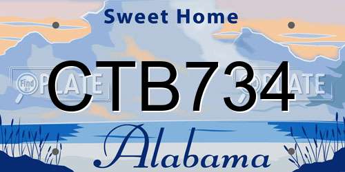 CTB734 Alabama License Plate
