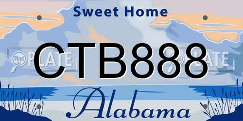 CTB888 Alabama License Plate