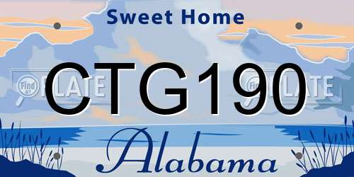 CTG190 Alabama License Plate