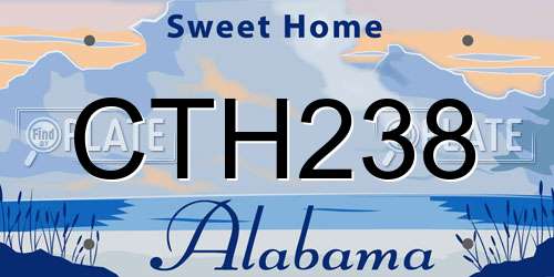 CTH238 Alabama License Plate