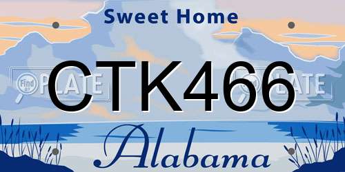 CTK466 Alabama License Plate