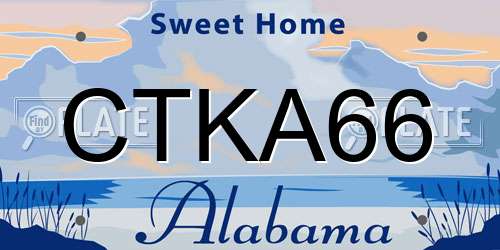 CTKA66 Alabama License Plate