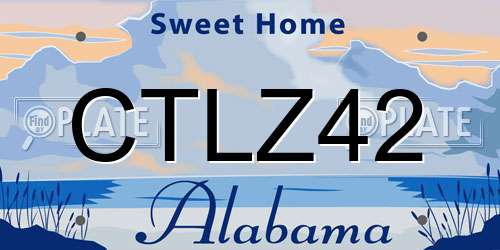 CTLZ42 Alabama License Plate