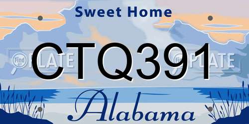 CTQ391 Alabama License Plate