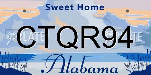 CTQR94 Alabama License Plate