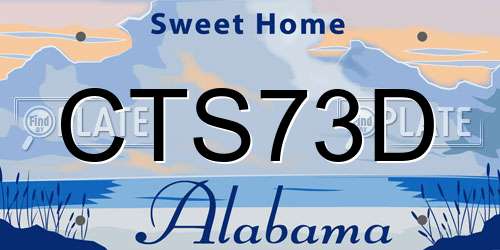 CTS73D Alabama License Plate