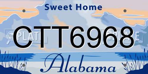 CTT6968 Alabama License Plate