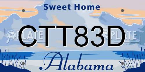 CTT83D Alabama License Plate
