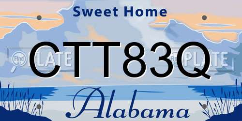 CTT83Q Alabama License Plate