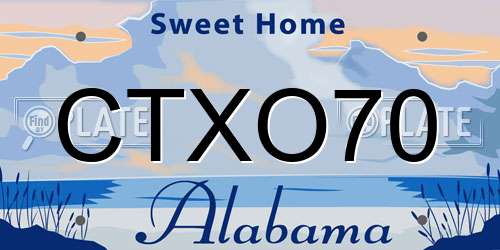 CTXO70 Alabama License Plate