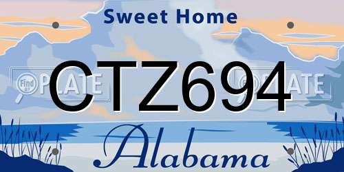 CTZ694 Alabama License Plate